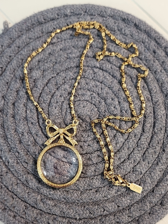 1928 Jewelry - 1928 Jewelry Vintage Goldtone Magnifying Necklace 28" Chain